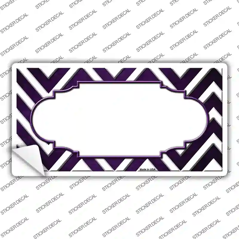 Purple White Chevron Scallop Oil Rubbed Novelty Sticker Decal