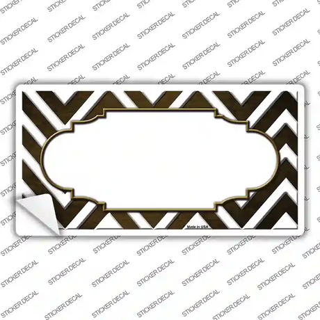Brown White Chevron Scallop Oil Rubbed Novelty Sticker Decal