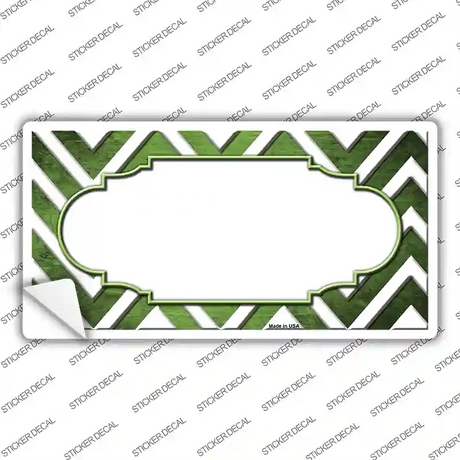 Lime Green White Chevron Scallop Oil Rubbed Novelty Sticker Decal