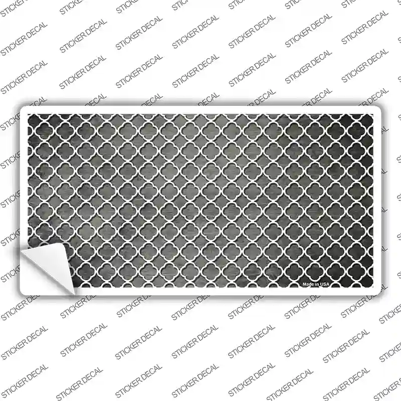 Gray White Quatrefoil Oil Rubbed Novelty Sticker Decal