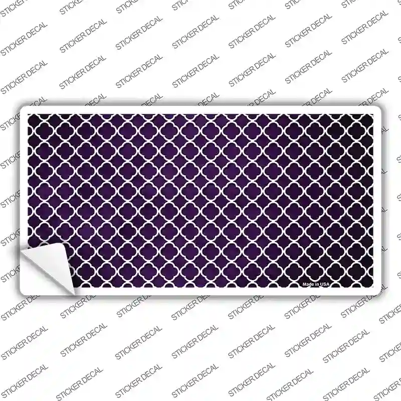 Purple White Quatrefoil Oil Rubbed Novelty Sticker Decal