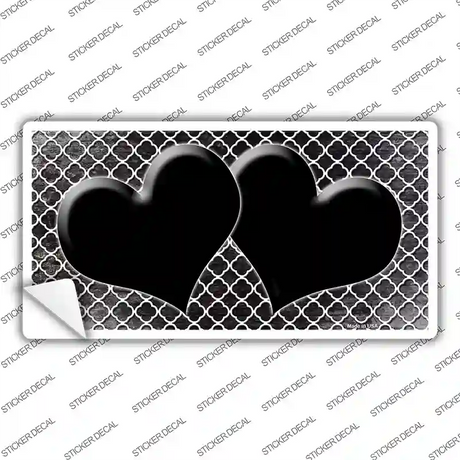 Black White Quatrefoil Hearts Oil Rubbed Novelty Sticker Decal