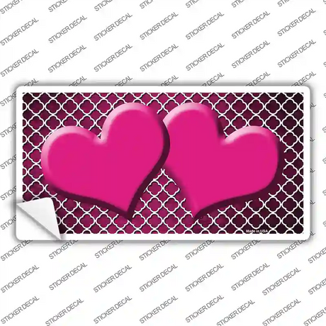 Pink White Quatrefoil Hearts Oil Rubbed Novelty Sticker Decal