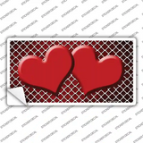 Red White Quatrefoil Hearts Oil Rubbed Novelty Sticker Decal