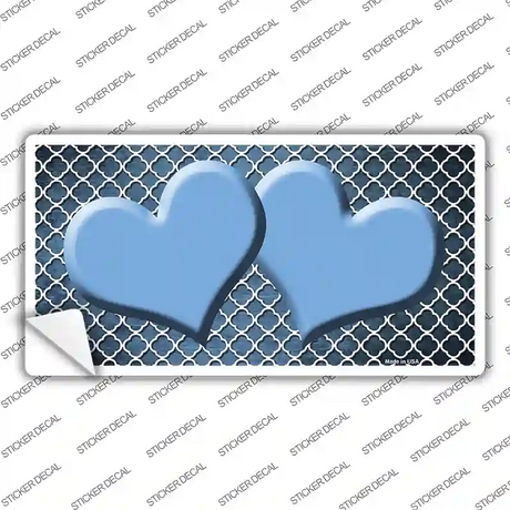 Light Blue White Quatrefoil Hearts Oil Rubbed Novelty Sticker Decal