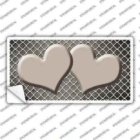 Tan White Quatrefoil Hearts Oil Rubbed Novelty Sticker Decal