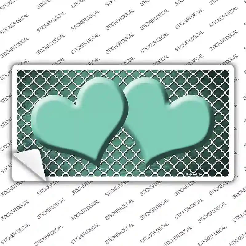 Mint White Quatrefoil Hearts Oil Rubbed Novelty Sticker Decal