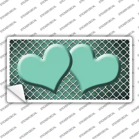 Mint White Quatrefoil Hearts Oil Rubbed Novelty Sticker Decal