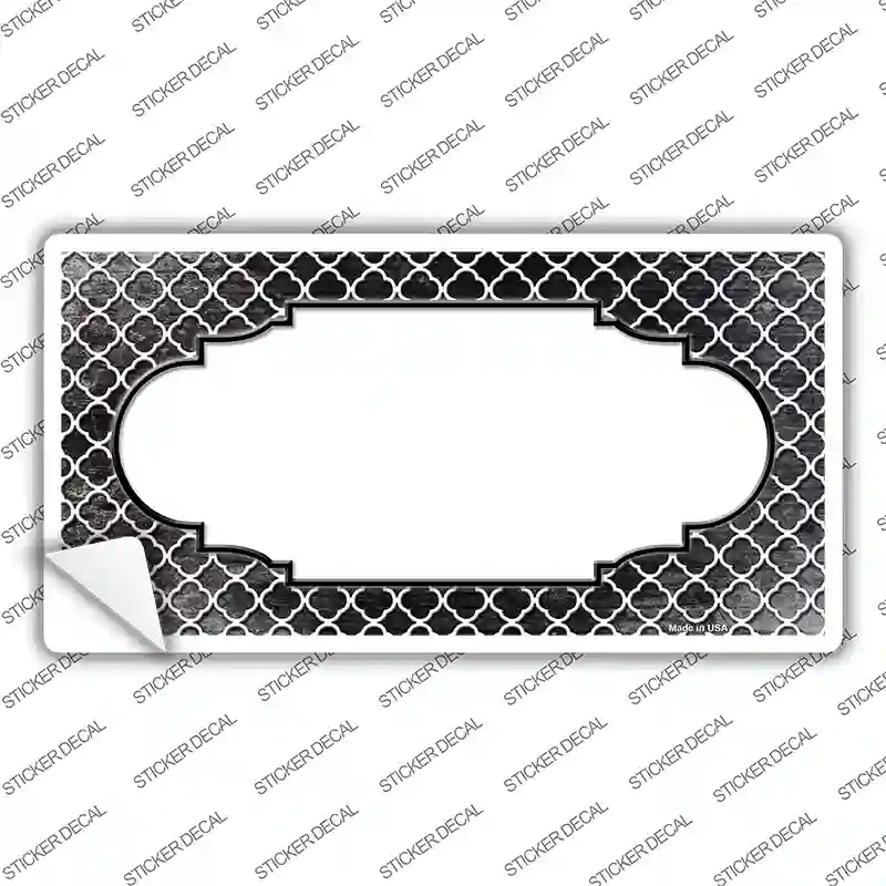 Black White Quatrefoil Scallop Oil Rubbed Novelty Sticker Decal