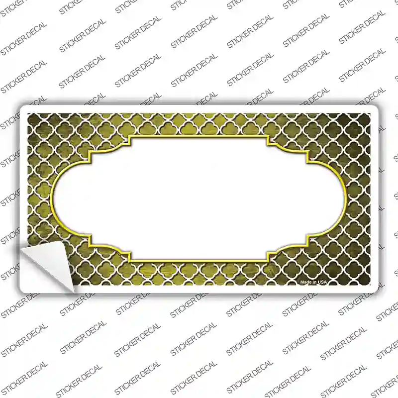Yellow White Quatrefoil Scallop Oil Rubbed Novelty Sticker Decal