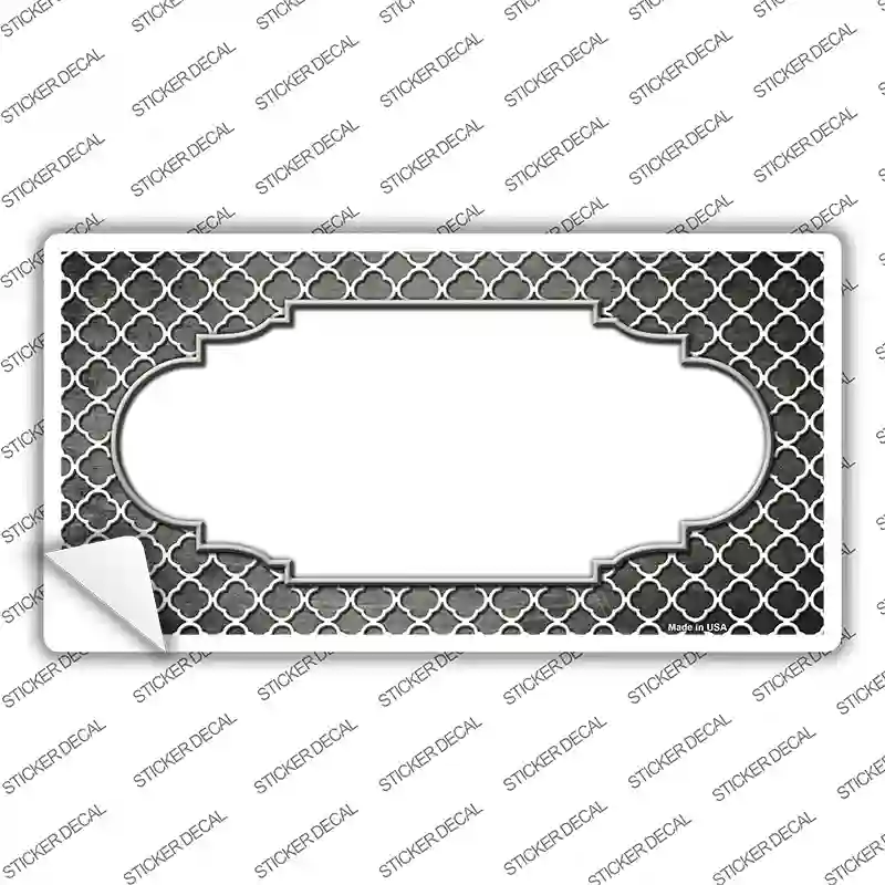 Gray White Quatrefoil Scallop Oil Rubbed Novelty Sticker Decal
