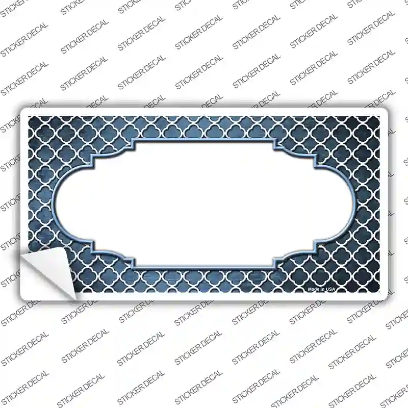 Light Blue White Quatrefoil Scallop Oil Rubbed Novelty Sticker Decal