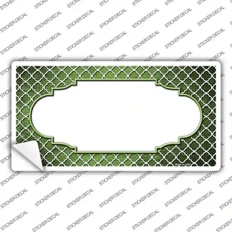 Lime Green White Quatrefoil Scallop Oil Rubbed Novelty Sticker Decal