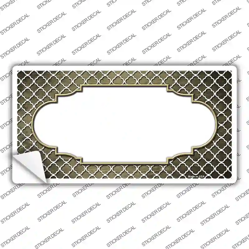 Gold White Quatrefoil Scallop Oil Rubbed Novelty Sticker Decal