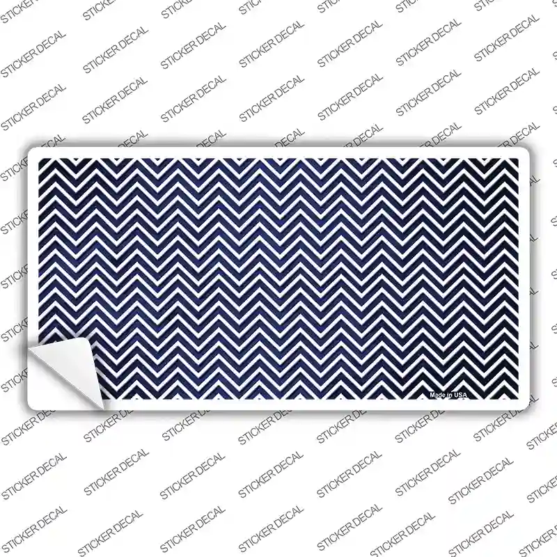 Blue White Small Chevron Oil Rubbed Novelty Sticker Decal