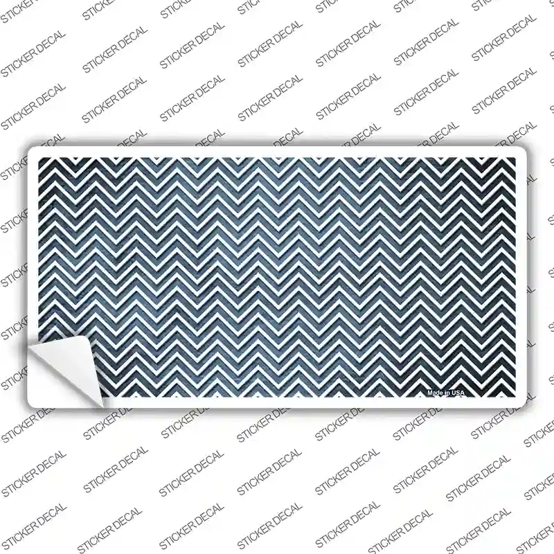 Light Blue White Small Chevron Oil Rubbed Novelty Sticker Decal