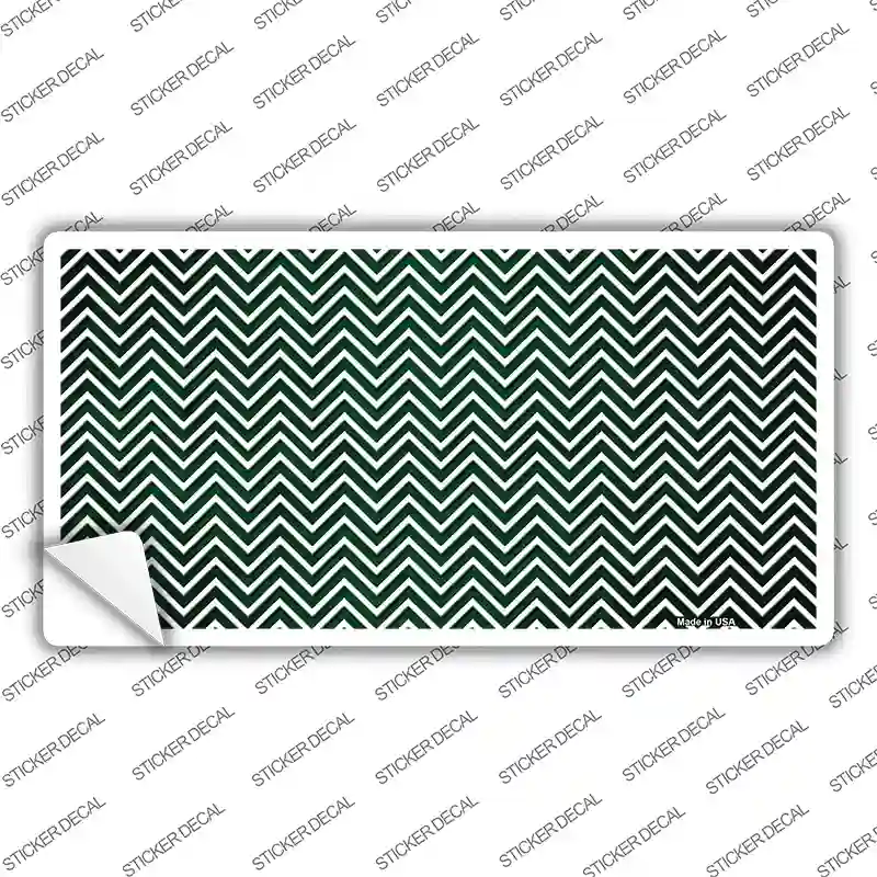 Green White Small Chevron Oil Rubbed Novelty Sticker Decal