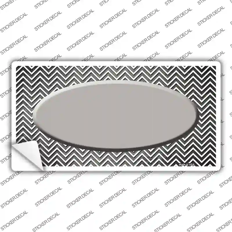 Gray White Small Chevron Oval Oil Rubbed Novelty Sticker Decal