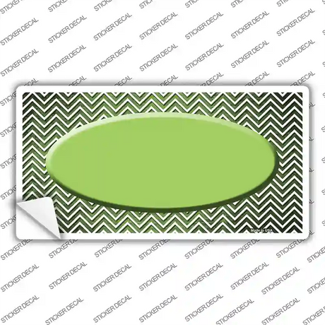 Lime Green White Small Chevron Oval Oil Rubbed Novelty Sticker Decal