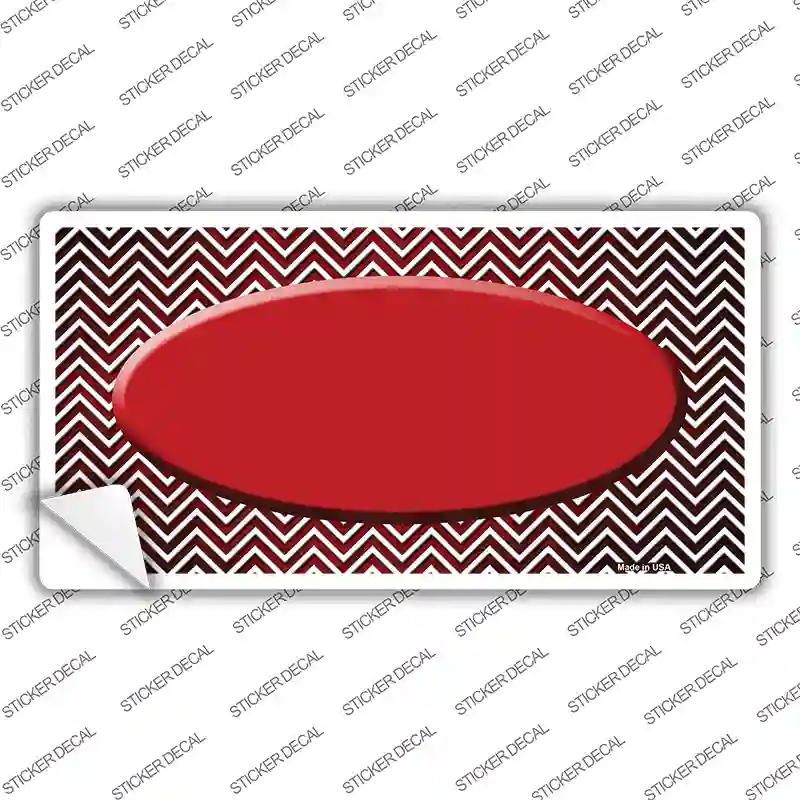 Red White Small Chevron Oval Oil Rubbed Novelty Sticker Decal