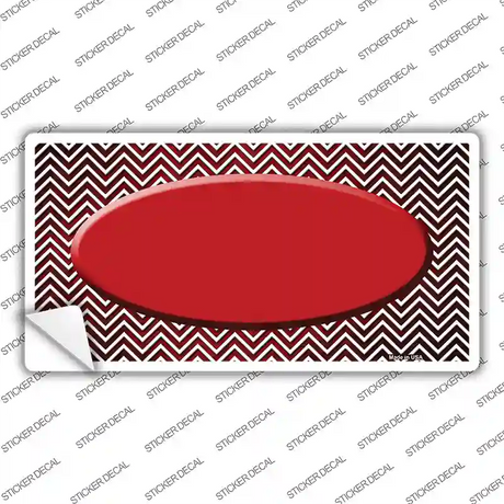 Red White Small Chevron Oval Oil Rubbed Novelty Sticker Decal
