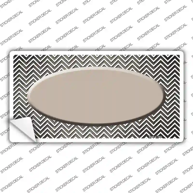 Tan White Small Chevron Oval Oil Rubbed Novelty Sticker Decal