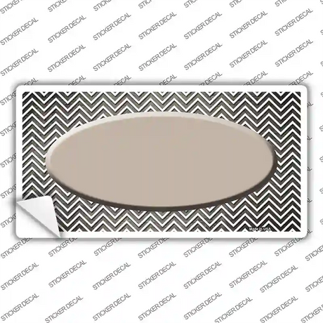 Tan White Small Chevron Oval Oil Rubbed Novelty Sticker Decal