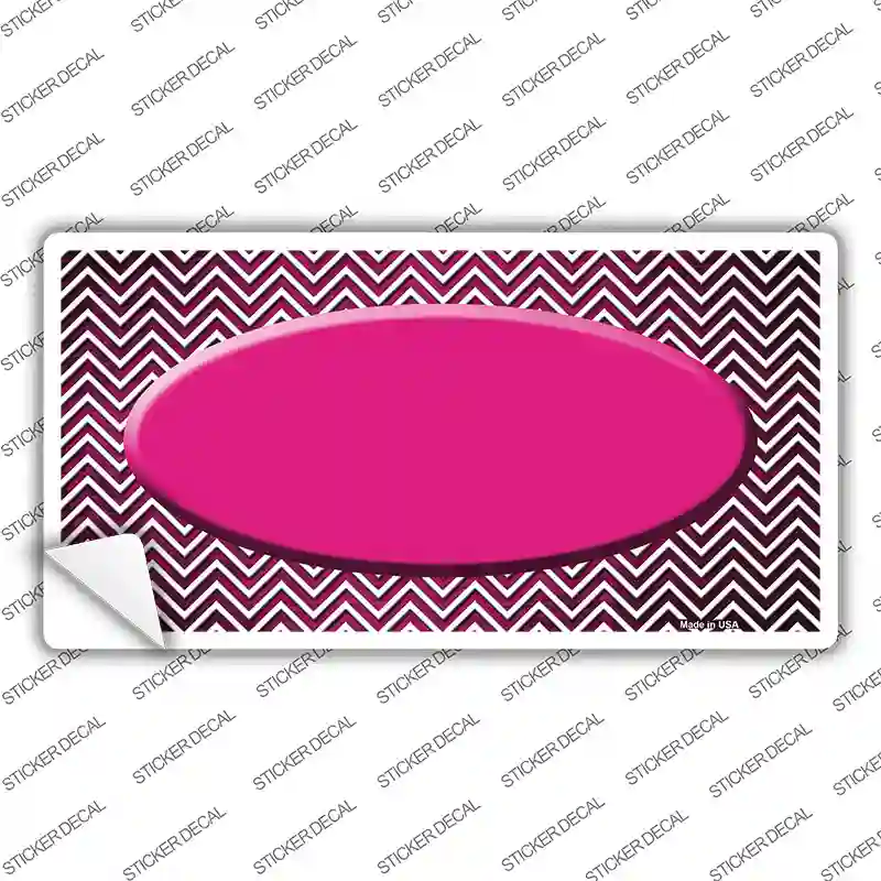 Pink White Small Chevron Oval Oil Rubbed Novelty Sticker Decal