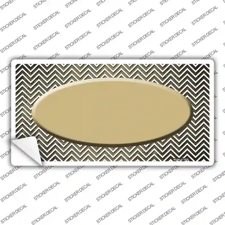 Gold White Small Chevron Oval Oil Rubbed Novelty Sticker Decal