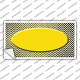 Yellow White Small Chevron Oval Oil Rubbed Novelty Sticker Decal