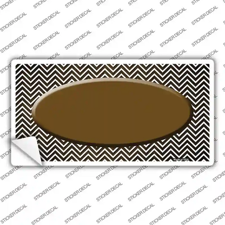 Brown White Small Chevron Oval Oil Rubbed Novelty Sticker Decal