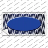 Blue White Small Chevron Oval Oil Rubbed Novelty Sticker Decal