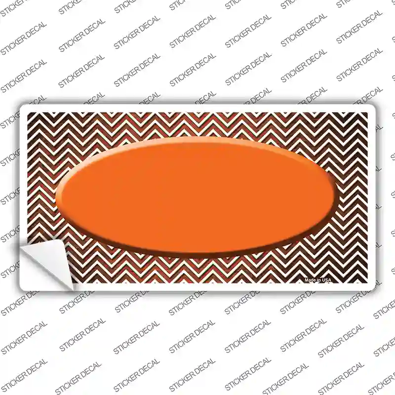 Orange White Small Chevron Oval Oil Rubbed Novelty Sticker Decal