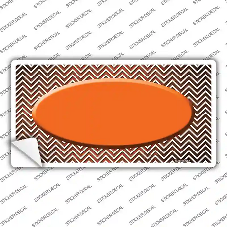Orange White Small Chevron Oval Oil Rubbed Novelty Sticker Decal