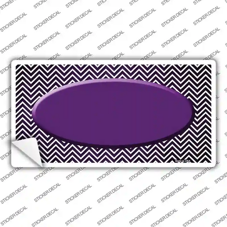 Purple White Small Chevron Oval Oil Rubbed Novelty Sticker Decal