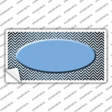 Light Blue White Small Chevron Oval Oil Rubbed Novelty Sticker Decal