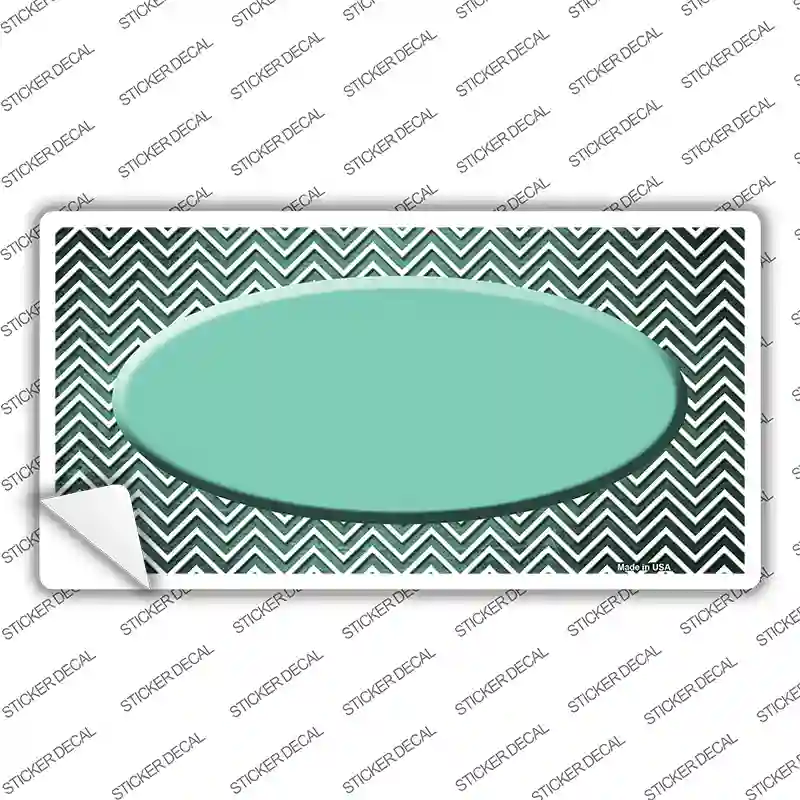Mint White Small Chevron Oval Oil Rubbed Novelty Sticker Decal