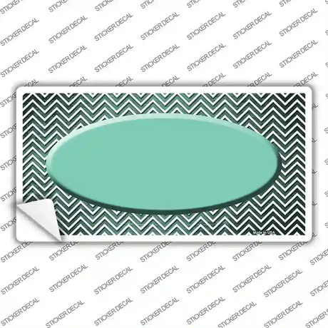 Mint White Small Chevron Oval Oil Rubbed Novelty Sticker Decal