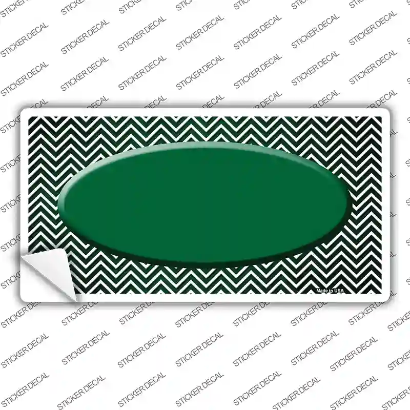 Green White Small Chevron Oval Oil Rubbed Novelty Sticker Decal