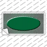 Green White Small Chevron Oval Oil Rubbed Novelty Sticker Decal
