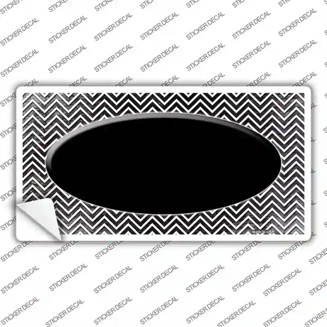 Black White Small Chevron Oval Oil Rubbed Novelty Sticker Decal