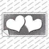 Black White Small Chevron Hearts Oil Rubbed Novelty Sticker Decal