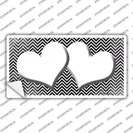Black White Small Chevron Hearts Oil Rubbed Novelty Sticker Decal
