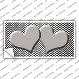 Gray White Small Chevron Hearts Oil Rubbed Novelty Sticker Decal