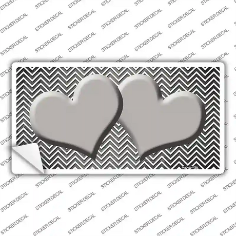 Gray White Small Chevron Hearts Oil Rubbed Novelty Sticker Decal