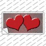 Red White Small Chevron Hearts Oil Rubbed Novelty Sticker Decal