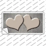 Tan White Small Chevron Hearts Oil Rubbed Novelty Sticker Decal
