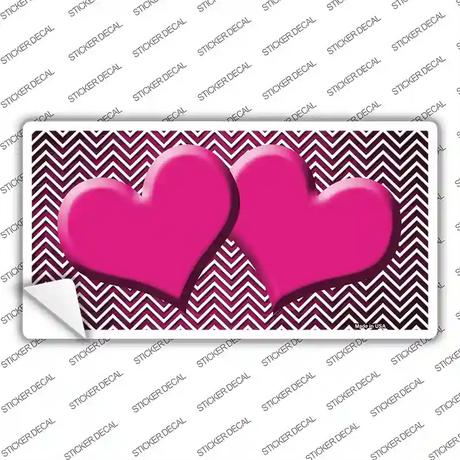 Pink White Small Chevron Hearts Oil Rubbed Novelty Sticker Decal