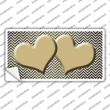 Gold White Small Chevron Hearts Oil Rubbed Novelty Sticker Decal