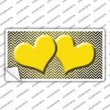 Yellow White Small Chevron Hearts Oil Rubbed Novelty Sticker Decal